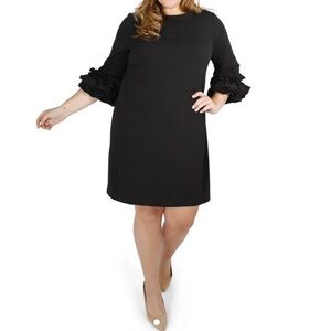 Maree Pour Toi Ruffled Sleeves Shift Dress Rococo Revival Ruffle Plus Size 18